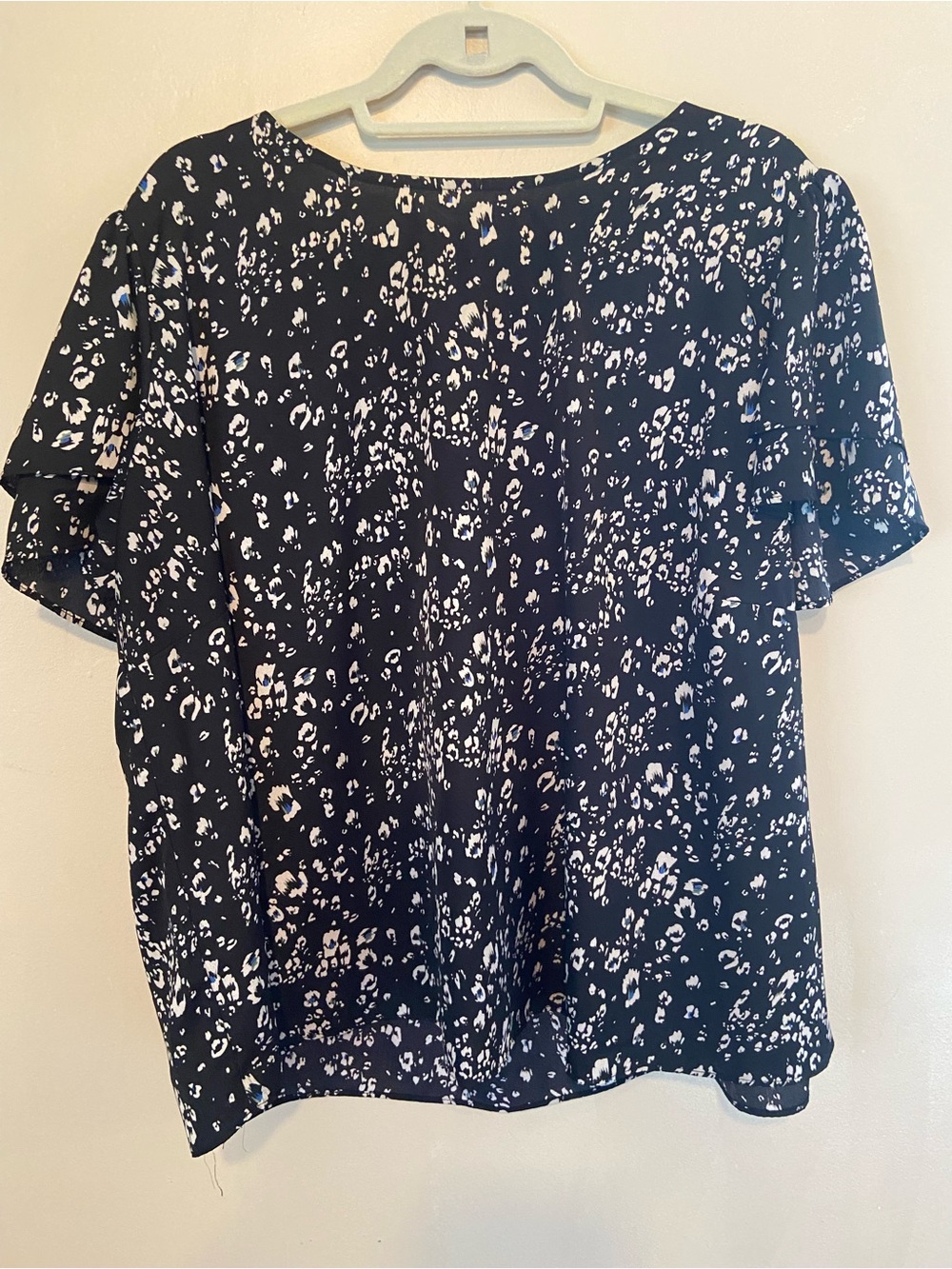 Sugarlips Black/White/Blue Printed  Short Sleeve Blouse